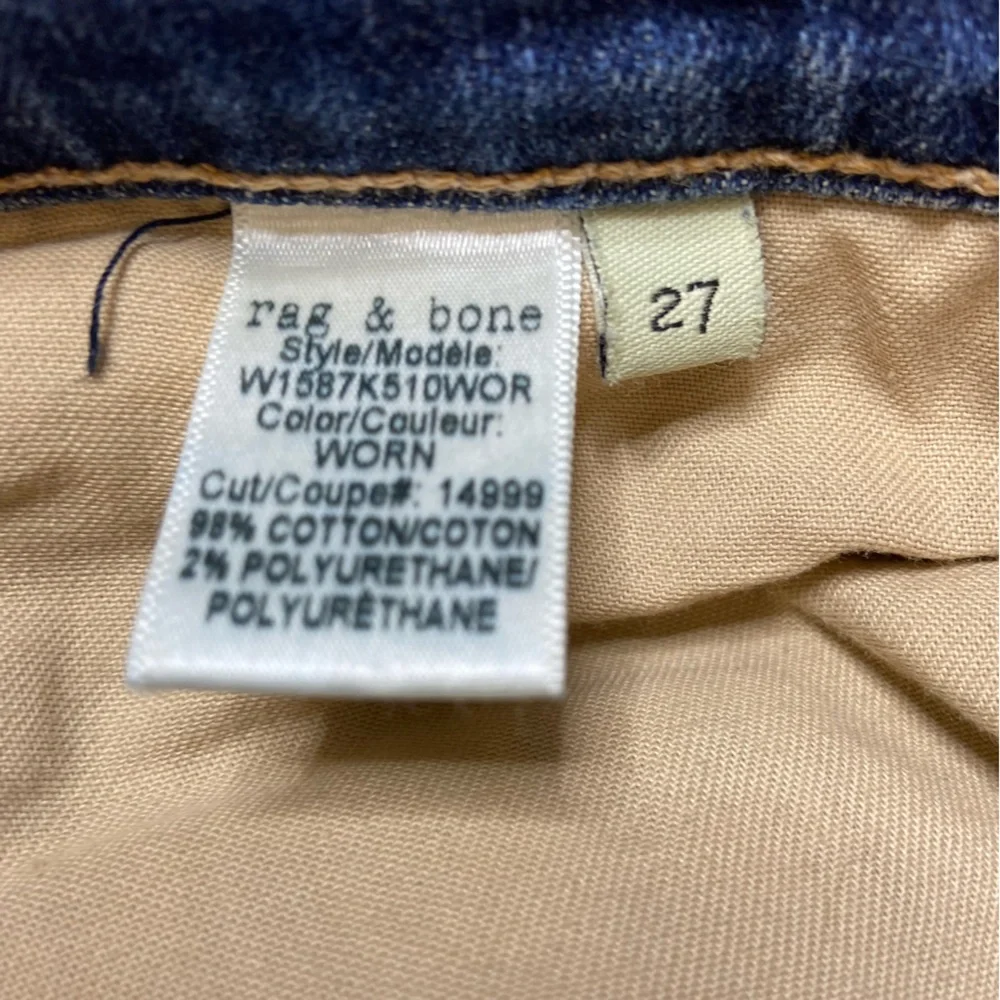 Rag & Bone 10” Dre High Rise Slim Boyfriend Jeans in Worn Wash Sz 27 - Picture 12 of 15